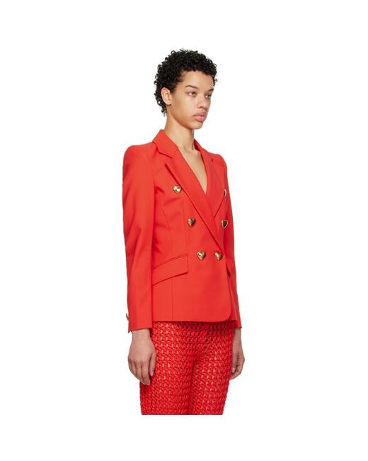 Moschino Red Heart Buttons Blazer