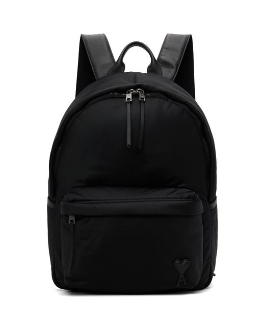 AMI Black Nylon Marcel Backpack for men