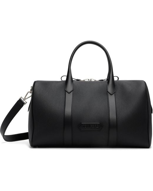Tom Ford Black Soft Grain Leather Wide Medium Duffle Bag for men