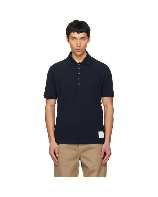 Thom Browne Blue Classic Pique 4-Bar Polo for men
