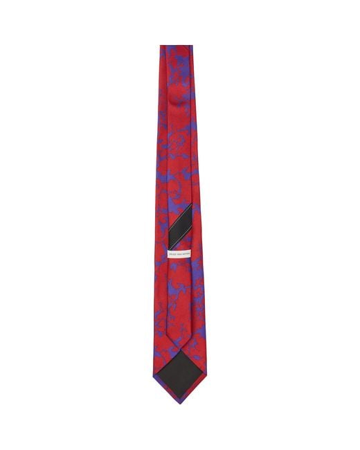Dries Van Noten Black Printed Silk Tie for men