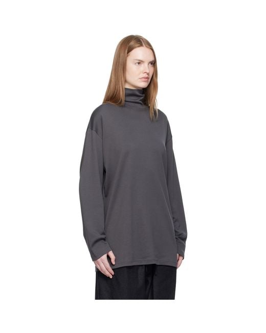 Lemaire Blue Relaxed Mock Neck T-Shirt