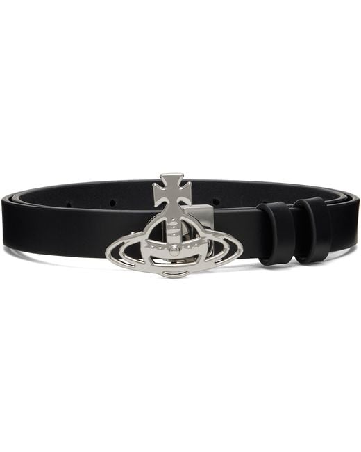 Vivienne Westwood Black Small Orb Buckle Belt for men