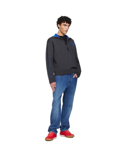 Givenchy Blue Couture Seam Half-Zipped Sweater for men