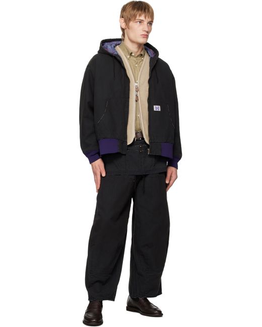 Needles Black Zipped Work Hoodie for men
