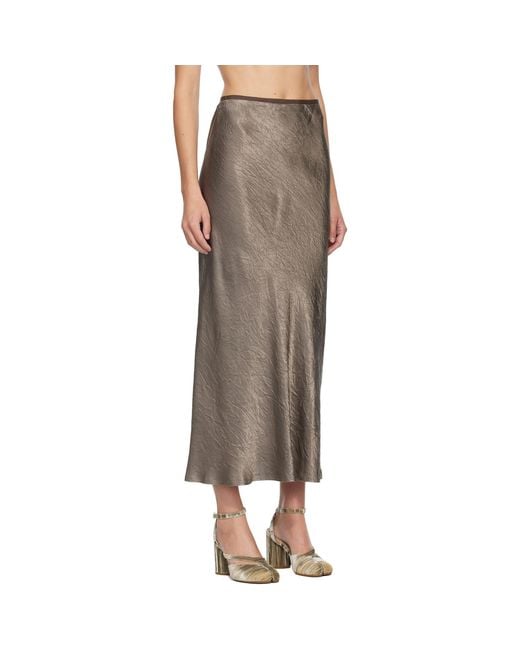 Maison Margiela Black Taupe Satin Midi Skirt