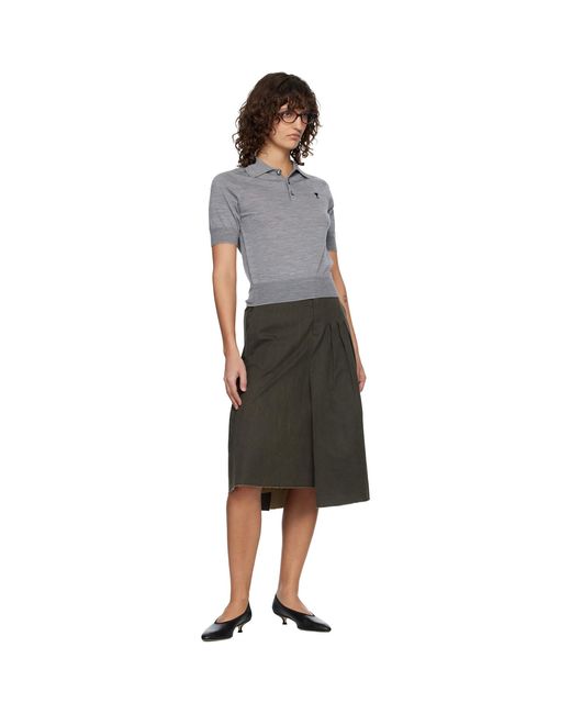 AMI Black Wool Short Sleeves Ami De Coeur Polo