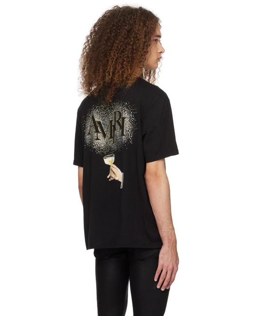 T-shirt champagne noir à image à logo en verre taillé Amiri pour homme en coloris Black