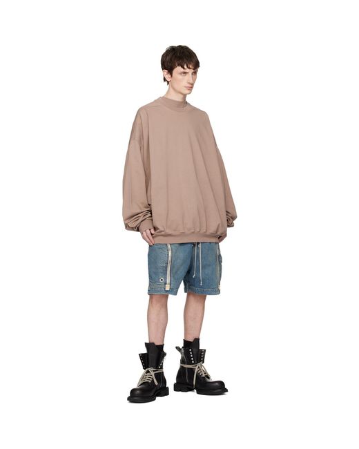Rick Owens Natural Taupe Temple Hun Crewneck Sweatshirt for men