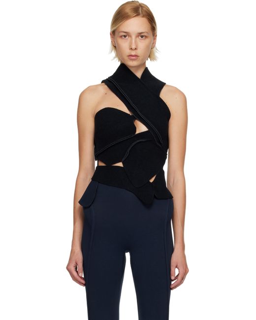 OTTOLINGER Black Felted Scuba Cut-Out Top