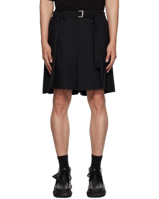 Sacai Black Pleated Shorts for men