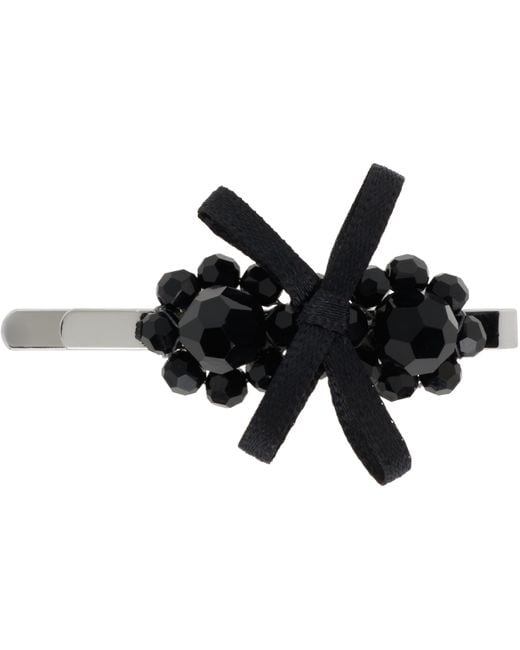 Simone Rocha Petite Bow Mini Flower Hair Clip in Black | Lyst UK