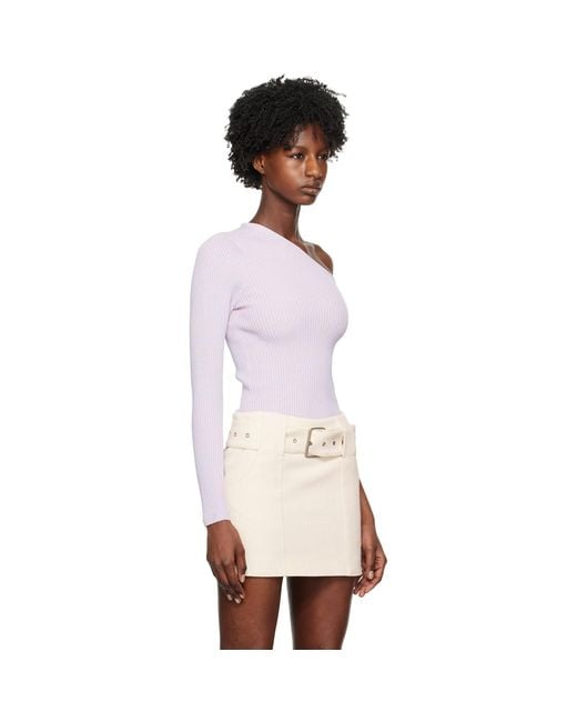 REMAIN Birger Christensen Black Purple Single-shoulder Long Sleeve T-shirt