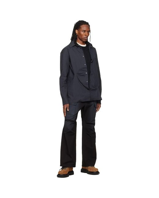 we11done Black Washed Multi Pocket Cargo Pants for men