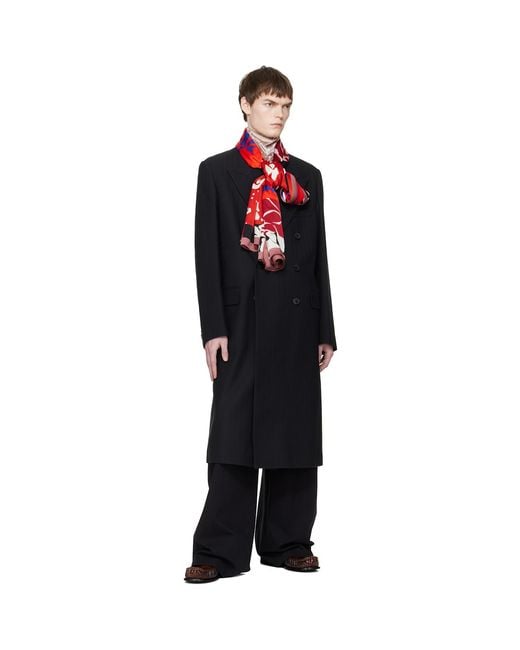 Dries Van Noten Red Printed Viscose Scarf for men