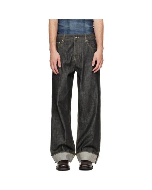 Represent Black Selvedge Denim Jeans for men