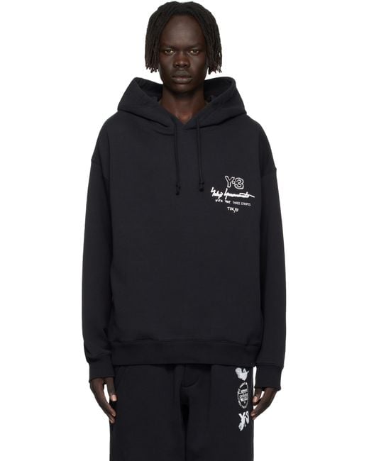 Y-3 Blue Graphic Ft Hoodie for men