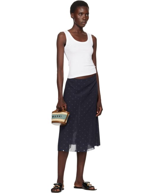 MARNI タン＆ブルー マイクロ トートバッグ Marni タン＆ブルー マイクロ Raffia-Effect Tropicalia トート