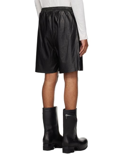 Rick Owens Black Concordians Boxers Leather Shorts for men