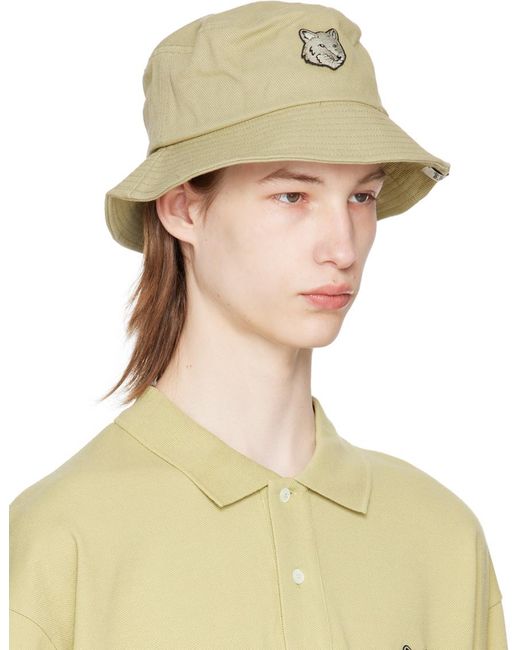 Maison Kitsuné Natural Beige Bold Fox Head Bucket Hat for men