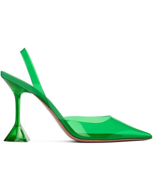 AMINA MUADDI Green Holli Glass Sling Heels | Lyst