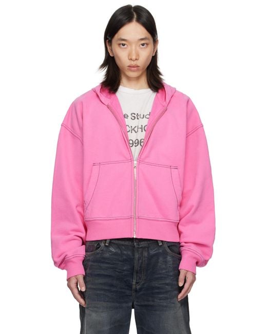 Acne Pink Zip-Up Hoodie for men