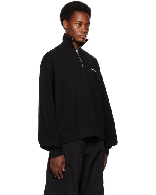 Palm Angels Black Quarter Zip Sweatshirt for men