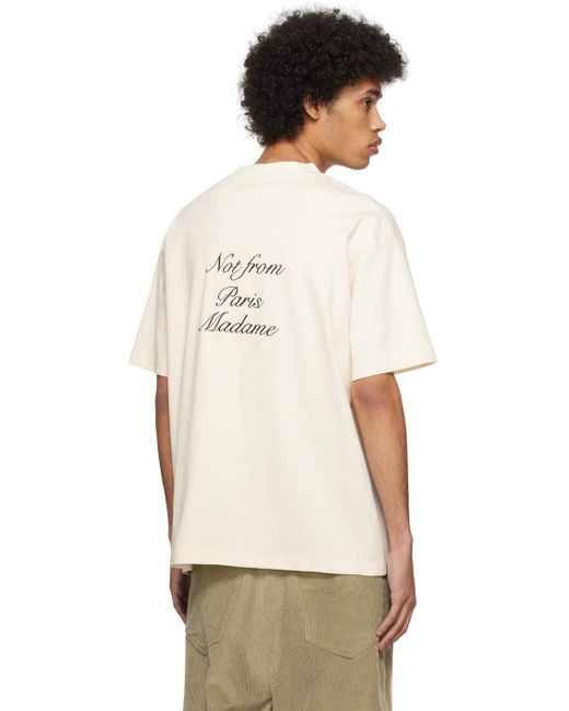 メンズ Drole de Monsieur オフホワイト Le T-shirt Slogan Cursive Tシャツ Natural