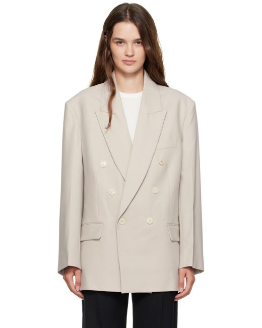 Victoria Beckham トープ リラックス ダブルジャケット Natural