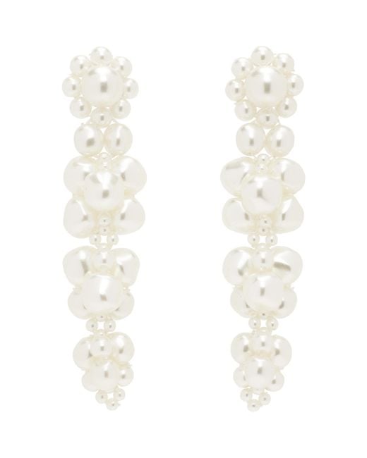 Simone Rocha White Cluster Drip Earrings