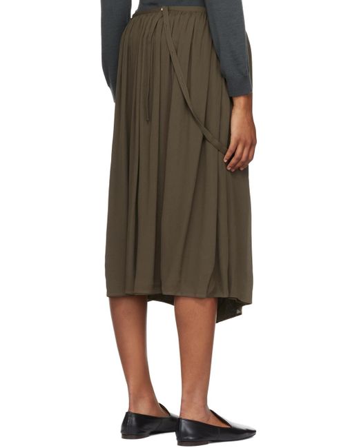 Lemaire Multicolor Khaki Soft Apron Midi Skirt