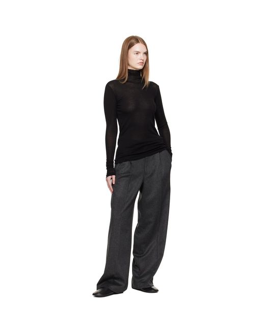 Auralee Black Super High Gauge Sheer Rib Turtleneck