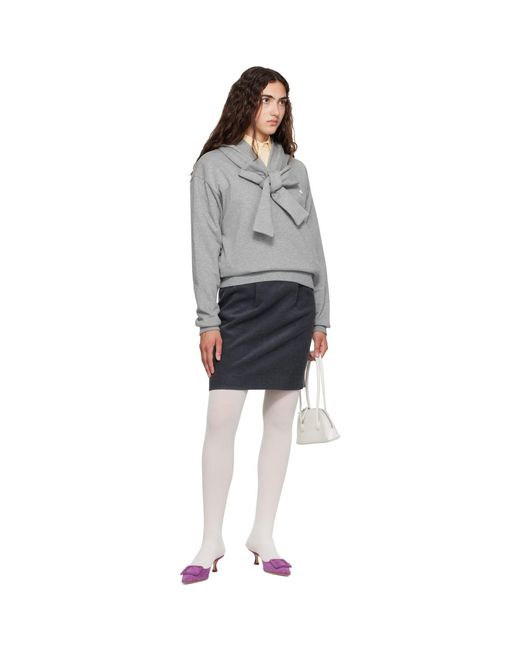 ShuShu/Tong Gray Tie Front Bow Hoodie