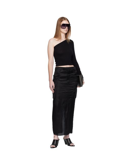 Rick Owens Black Concordians Firbanks Midi Skirt
