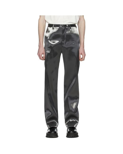HELIOT EMIL Gray Grey Liquid Metal Trousers for men