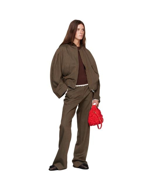 Ganni Brown Wool Melange Trousers