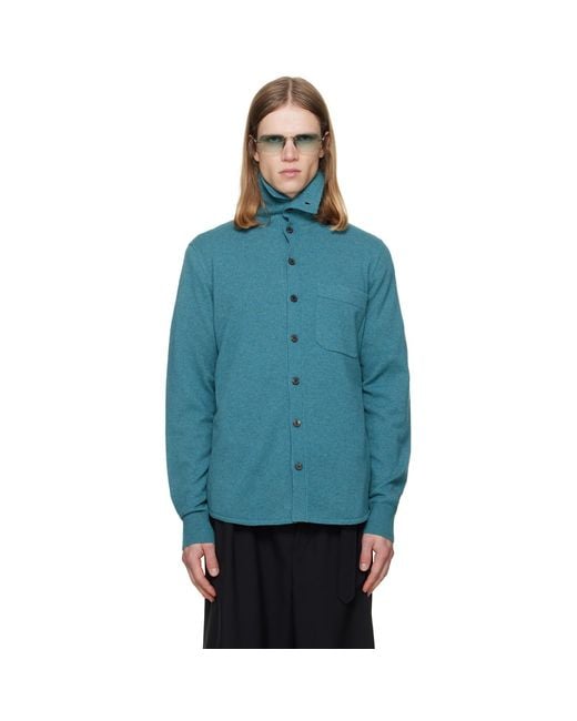 Dries Van Noten Blue Collar Cashmere Cardigan for men