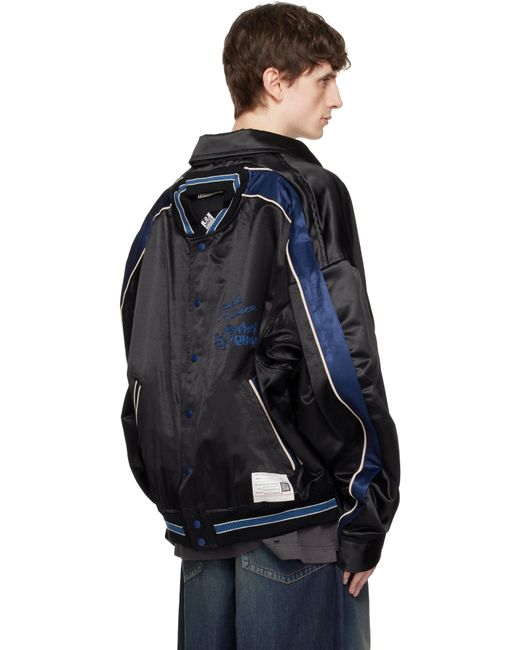 Maison Mihara Yasuhiro Black Both Fronts Satin Bomber Jacket for men