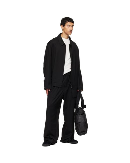 Y-3 Black Wool Wide Cargo Pants for men