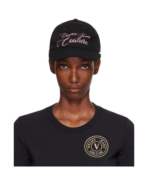 Versace Jeans Couture Black Cotton Logo Glitter Baseball Cap