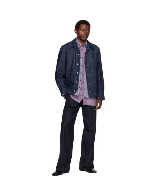 Dries Van Noten Blue Wool Trousers for men
