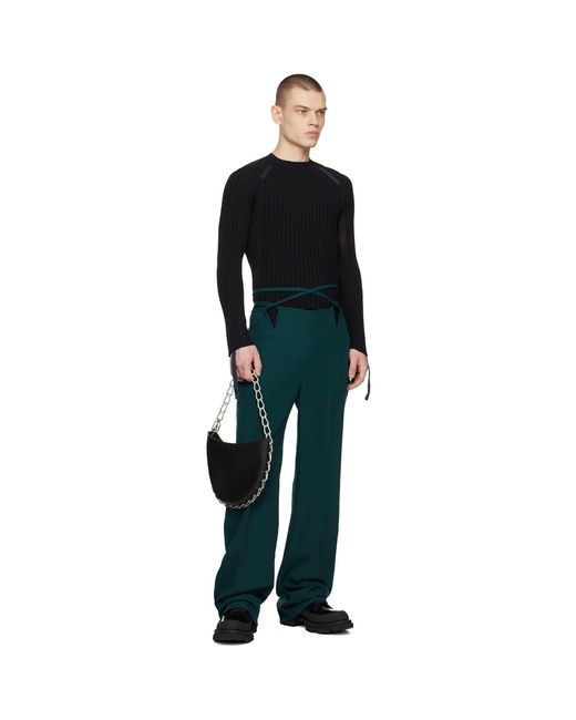 Dion Lee Black Green V-wire Trousers for men