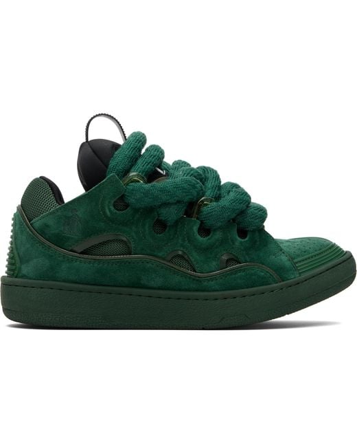 Lanvin Green Curb Leather With Snake Laces Sneakers for men