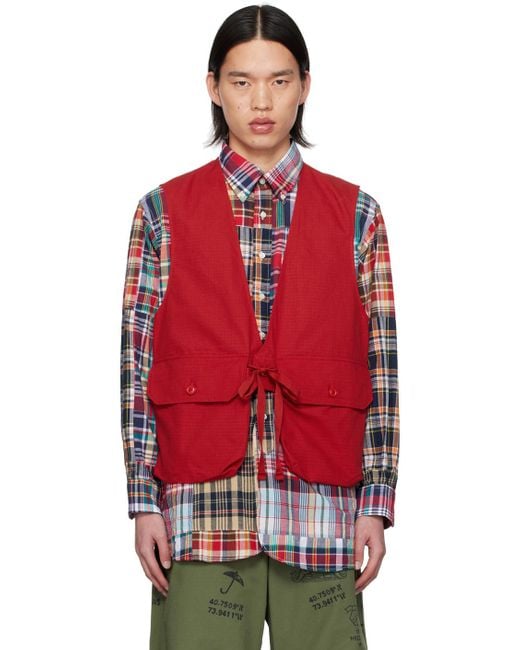 Engineered Garments Red Flap Pocket Vest for men
