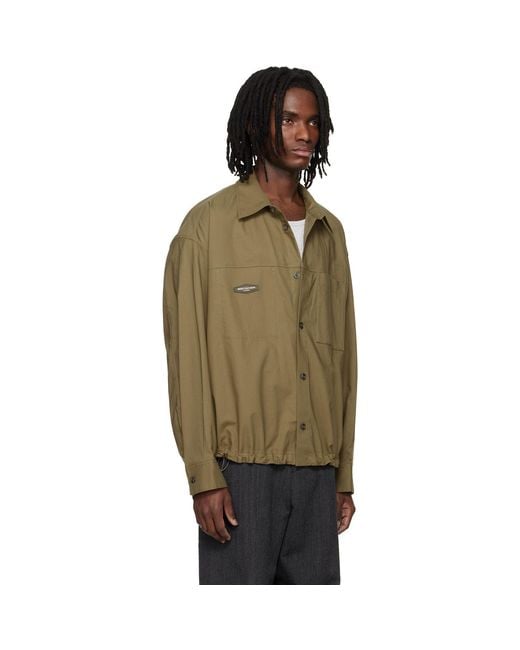Wooyoungmi Green Khaki Cotton Patch Shirt for men