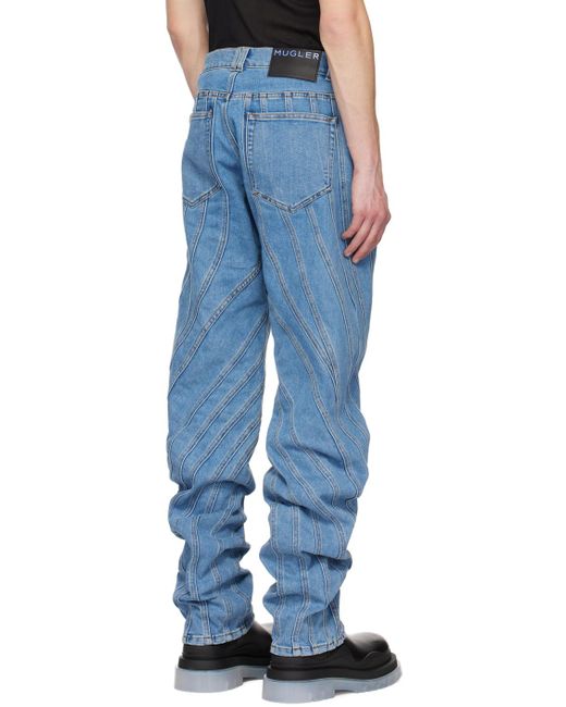 Mugler Blue Spiral Jeans for men