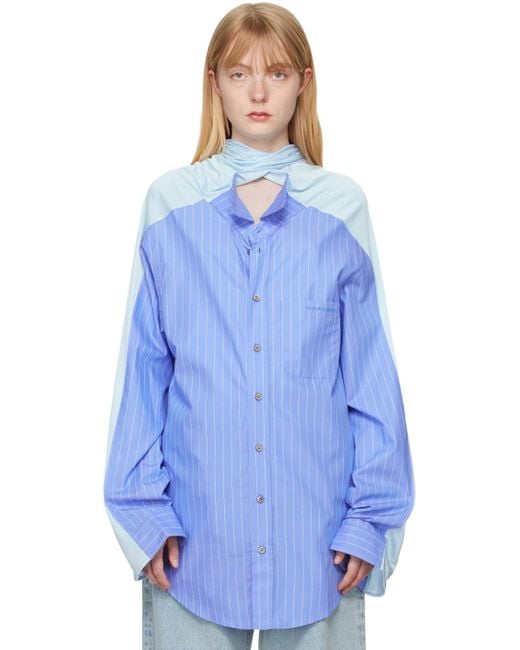 Chemise bleue à foulard intégré Y. Project en coloris Blue