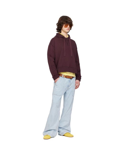 Sanderlak Purple Burgundy Embroidered Logo Hoodie for men
