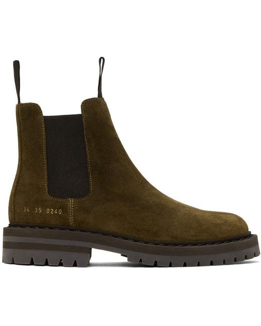 Common Projects Brown Taupe Stamped Chelsea Boots