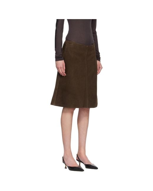 Totême  Black A-line Suede Midi Skirt